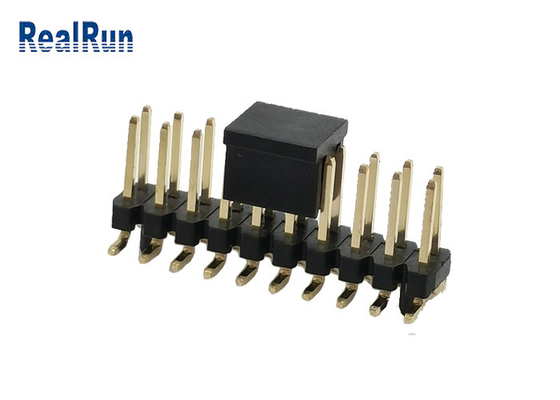 Negro 2,54 cuadrado Pin Male Plug de la fila SMD del conector PA6T 2 del jefe del milímetro