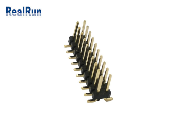 Negro 2,54 cuadrado Pin Male Plug de la fila SMD del conector PA6T 2 del jefe del milímetro