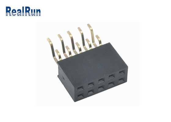 conector bañado en oro de ángulo recto femenino de la fila PA6T 2x5P SMT del zócalo 2 del jefe de 2.54m m