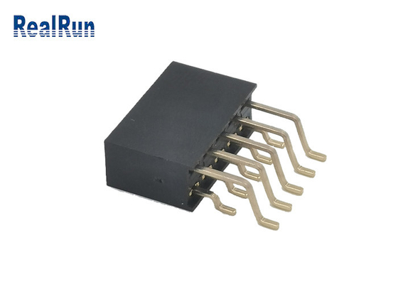 conector bañado en oro de ángulo recto femenino de la fila PA6T 2x5P SMT del zócalo 2 del jefe de 2.54m m