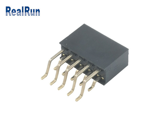 conector bañado en oro de ángulo recto femenino de la fila PA6T 2x5P SMT del zócalo 2 del jefe de 2.54m m