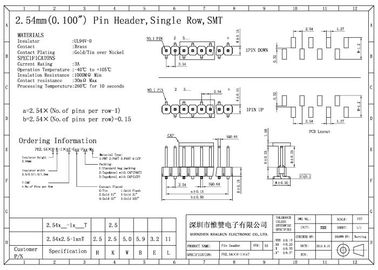 PA6T SMT Pin Header Connector DC 500V a través de UL 94V-0 del agujero