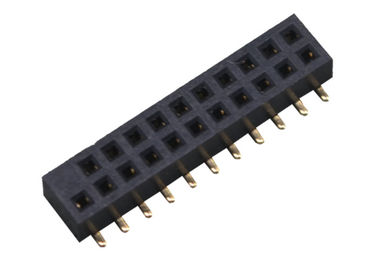 Dos tipo femenino color de SMT de la echada del conector 1.27m m del jefe del Pin de la fila 22 del negro