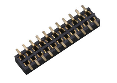 Dos tipo femenino color de SMT de la echada del conector 1.27m m del jefe del Pin de la fila 22 del negro