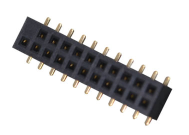 Dos tipo femenino color de SMT de la echada del conector 1.27m m del jefe del Pin de la fila 22 del negro