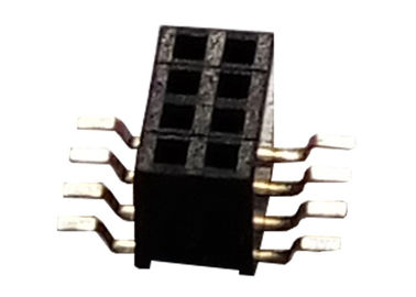 Conector femenino del jefe de 8 Pin solo tipo negro de SMT de la fila de 1.27m m x de 3.4m m