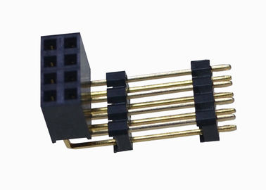 plástico dual del conector pin tres de la fila del jefe femenino de ángulo recto de 2.54m m
