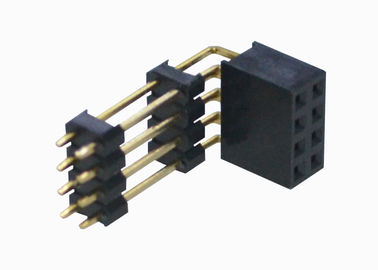 plástico dual del conector pin tres de la fila del jefe femenino de ángulo recto de 2.54m m