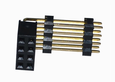 plástico dual del conector pin tres de la fila del jefe femenino de ángulo recto de 2.54m m