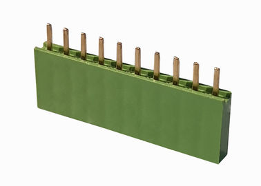 Verde doble recto del conector del jefe de la fila 2,54 Pin femenino del jefe 10 del milímetro