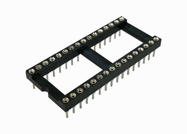 Conector de borde de cobre amarillo de tarjeta de la echada 7,62 de la fila 2.54m m del Pin 180°Two del Ic 16 del zócalo