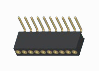 16 fila femenina redonda negra del conector 1.27m m del jefe del Pin sola de ángulo recto