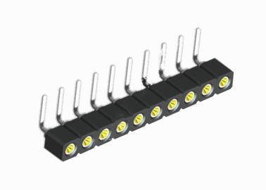 16 fila femenina redonda negra del conector 1.27m m del jefe del Pin sola de ángulo recto
