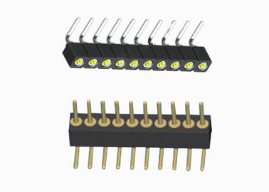 16 fila femenina redonda negra del conector 1.27m m del jefe del Pin sola de ángulo recto