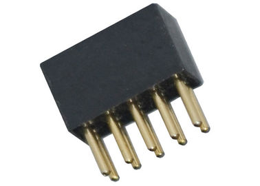 Fila dual redonda negra recta del conector 1.27m m del jefe del Pin de la hembra 180 grados