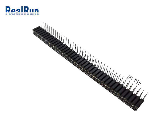 SGS femenino redondo del Pin de UL94V-0 2.54m m Pin Header Right Angle 80