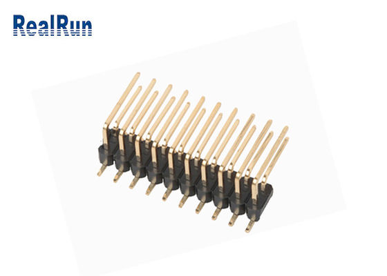 Doble capa SMD Pin Header Right Angle Brass PA6T PBT de DC500V