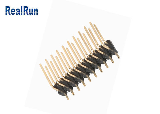 Doble capa SMD Pin Header Right Angle Brass PA6T PBT de DC500V