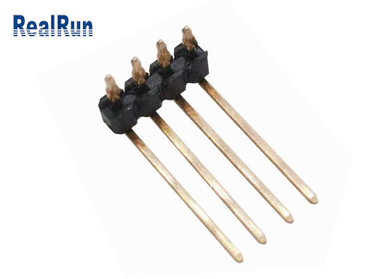 Solo conector del PWB THT del ajuste de prensa de la curva UL94V-0 de Pin Header el 90° de la fila de PA6T 4P