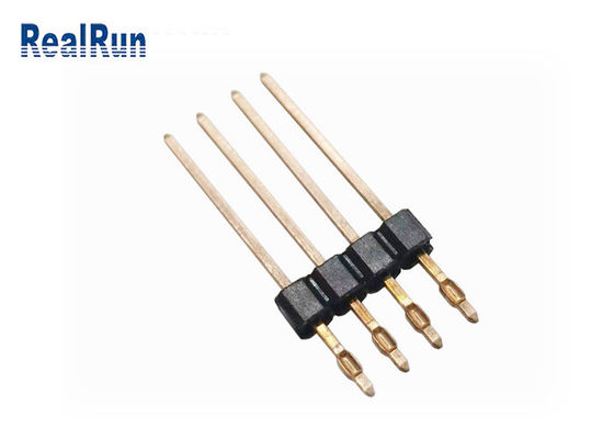 Conector masculino del jefe PBT LCP de prensa de PA6T del ajuste de la INMERSIÓN recta de cobre amarillo del PWB Pin Header 2.54m m