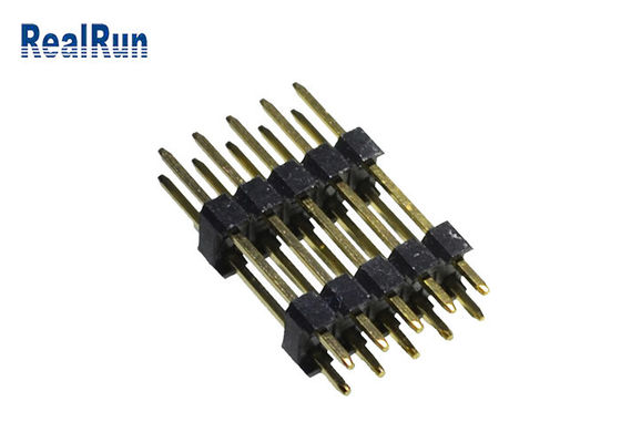 SGS doble de cobre amarillo de la fila 2.54m m de 0.75A PBT Pin Header Connecto UL94V-0