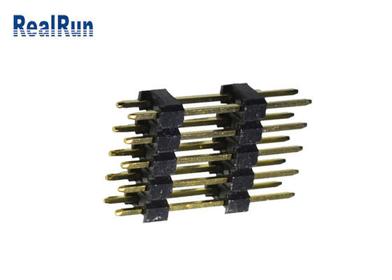 SGS doble de cobre amarillo de la fila 2.54m m de 0.75A PBT Pin Header Connecto UL94V-0