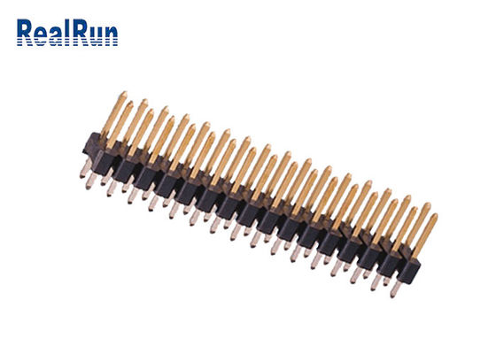 Fila recta de cobre amarillo del doble UL94V-0 de PA6T 180° Pin Header Connector 2.54m m