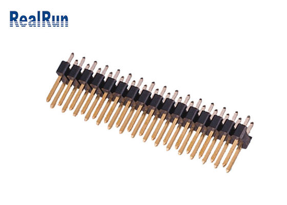 Fila recta de cobre amarillo del doble UL94V-0 de PA6T 180° Pin Header Connector 2.54m m