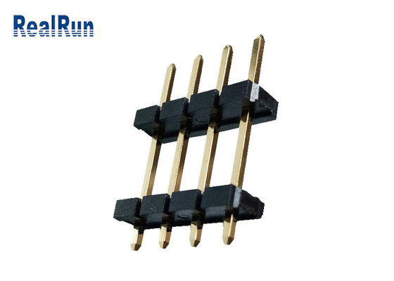 Conector dual de cobre amarillo UL94V-0 del jefe de la fila de PBT LCP Pin Header Connector 1*4P