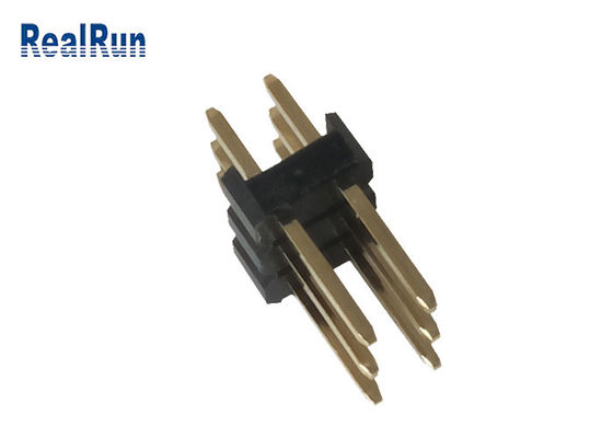 recto doble de la INMERSIÓN de 3.0A 6P de Pin Header Black PA6T de la echada masculina del latón 2.54m m