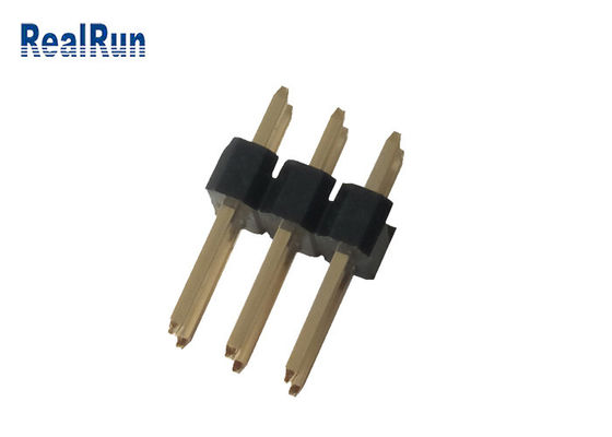 recto doble de la INMERSIÓN de 3.0A 6P de Pin Header Black PA6T de la echada masculina del latón 2.54m m