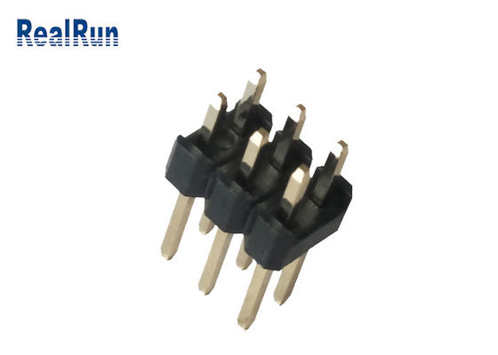 recto doble de la INMERSIÓN de 3.0A 6P de Pin Header Black PA6T de la echada masculina del latón 2.54m m