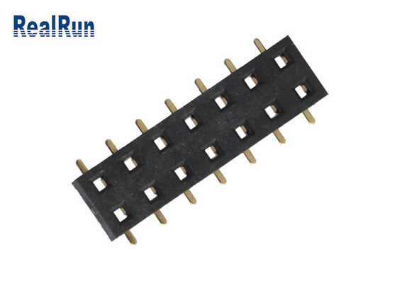 Conector femenino de cobre amarillo 2×7 SMT H3.5 500VAC del jefe de PA6T con el casquillo del poste