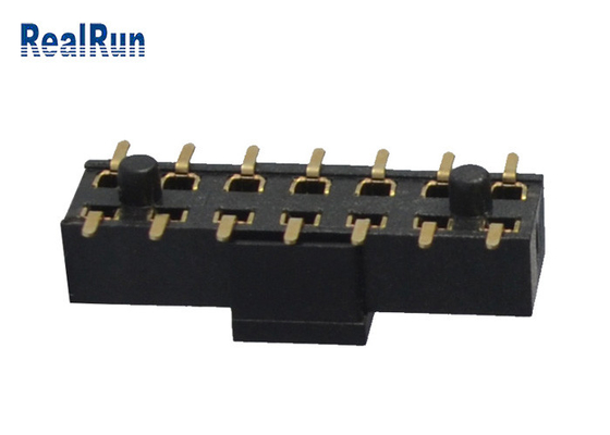 Conector femenino de cobre amarillo 2×7 SMT H3.5 500VAC del jefe de PA6T con el casquillo del poste