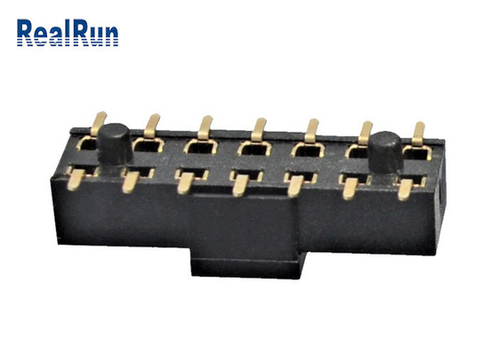 Conector femenino de cobre amarillo 2×7 SMT H3.5 500VAC del jefe de PA6T con el casquillo del poste