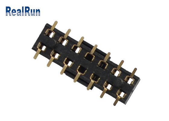 Conector femenino de cobre amarillo 2×7 SMT H3.5 500VAC del jefe de PA6T con el casquillo del poste