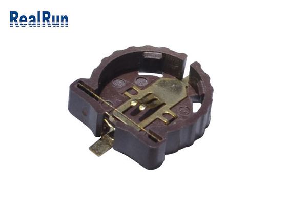 Serie recta de cobre amarillo CR1220-2 LCP de SMT del tenedor de batería de la célula de la moneda 500VAC