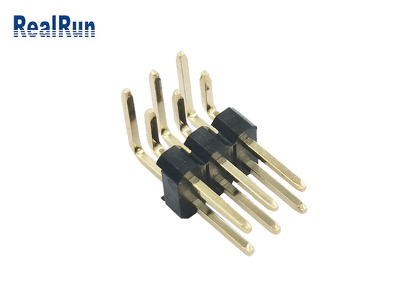 Chapado en oro IATF 16949 del PWB Pin Header Connector Right Angle H2.5 de PBT PA6T