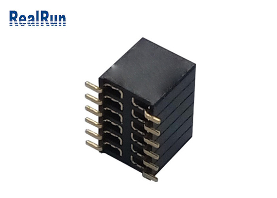 Tipo femenino contacto de la echada SMD del conector 1.27m m del jefe de PA6T del cobre del fósforo