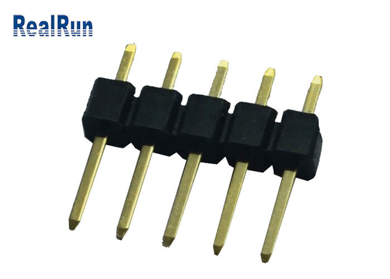 PWB Pin Header Connector terminación de soldadura de cobre amarillo del contacto de la echada de 2,54 milímetros