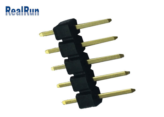 PWB Pin Header Connector terminación de soldadura de cobre amarillo del contacto de la echada de 2,54 milímetros