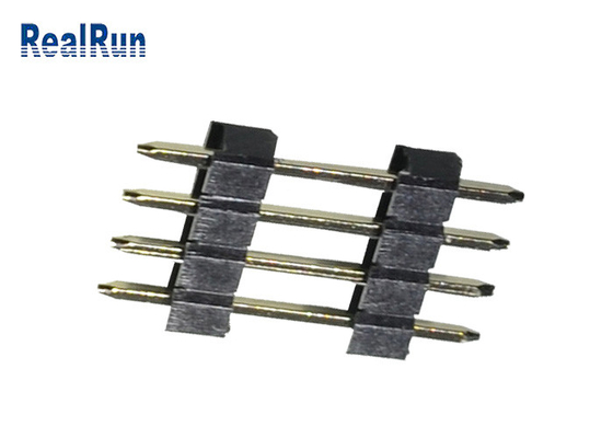 Fila dual recta 4P Pin Header del negro del PWB 2,54 milímetro Pin Header PA6T
