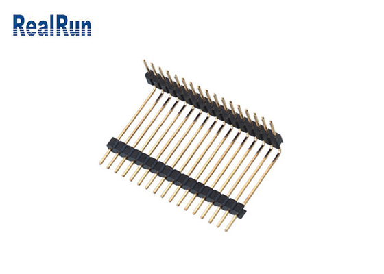PA6T 2,54 17P Pin Header Connector oro de ángulo recto de la inmersión de 90 grados plateó el plástico dual