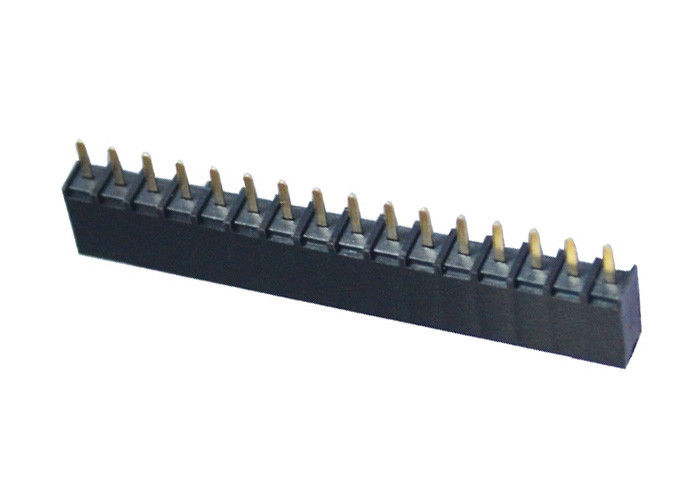 16 tipo recto negro de la hembra del Pin del Pin del jefe 2.54m m fila redonda de la echada de la sola