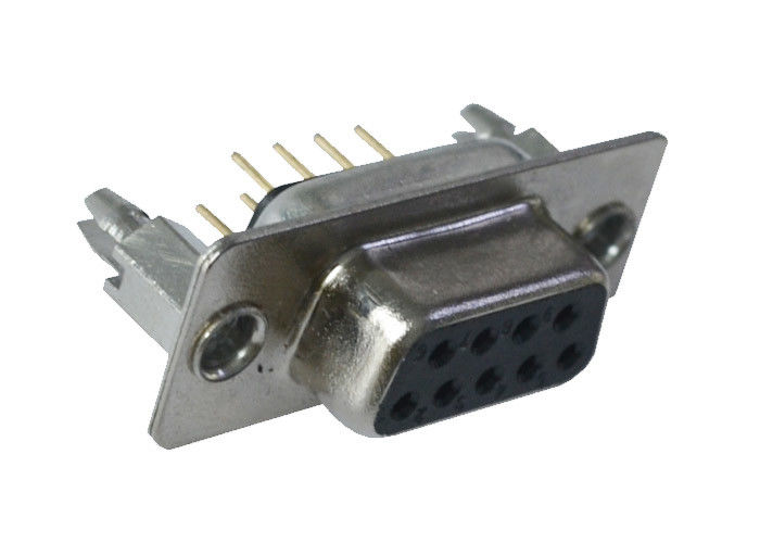 9 material doble del negro PBT de la fila de los conectores pin de la placa de circuito del SUBMARINO del DB D del Pin