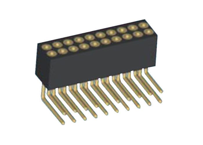 Pin de ángulo recto del conector 20 del tablero del PWB del jefe femenino doble de la fila de 1.27m m