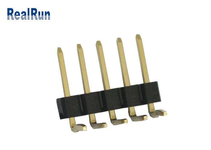 sola fila UL94V-0 de ángulo recto de 3A 5P PA6T PBT LCP SMT Pin Header 2.54m m