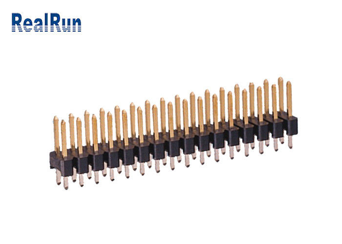 Fila recta de cobre amarillo del doble UL94V-0 de PA6T 180° Pin Header Connector 2.54m m