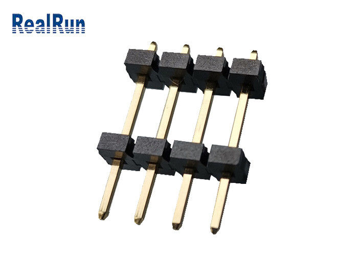 Conector dual de cobre amarillo UL94V-0 del jefe de la fila de PBT LCP Pin Header Connector 1*4P